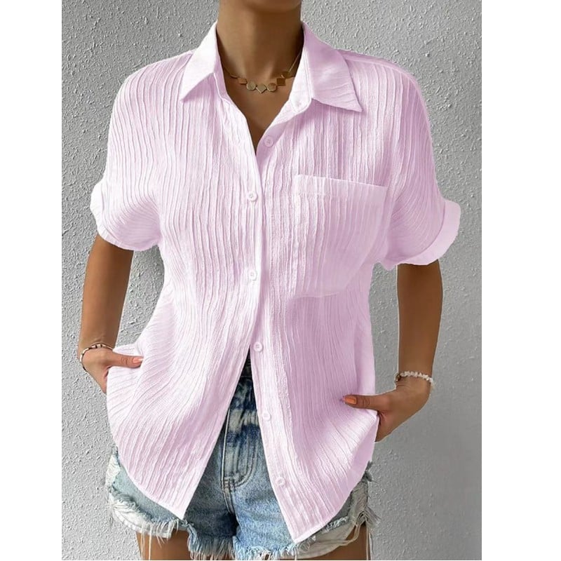 Sivelle™ | Relaxed Knoopblouse met Textuur