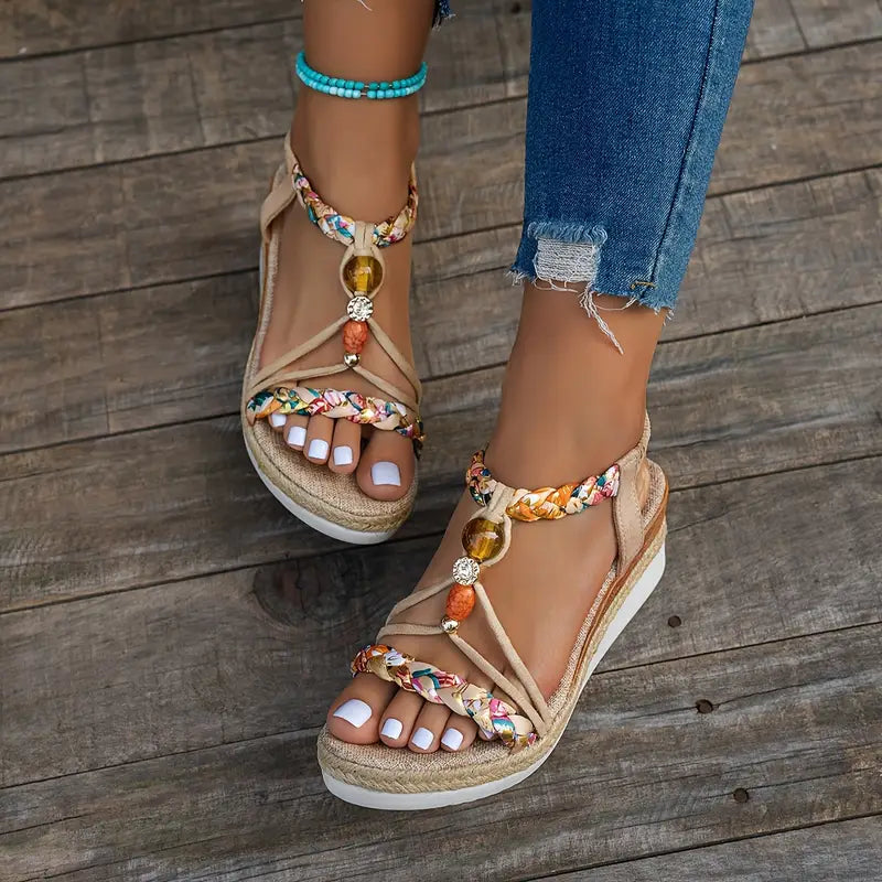 Solea™ | Boho sandalen met ergonomische sleehak