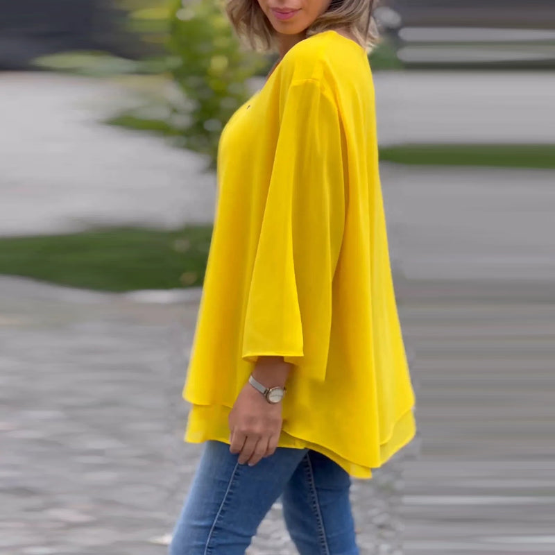 Kaliah™ | Blouse met Rits en V-Hals