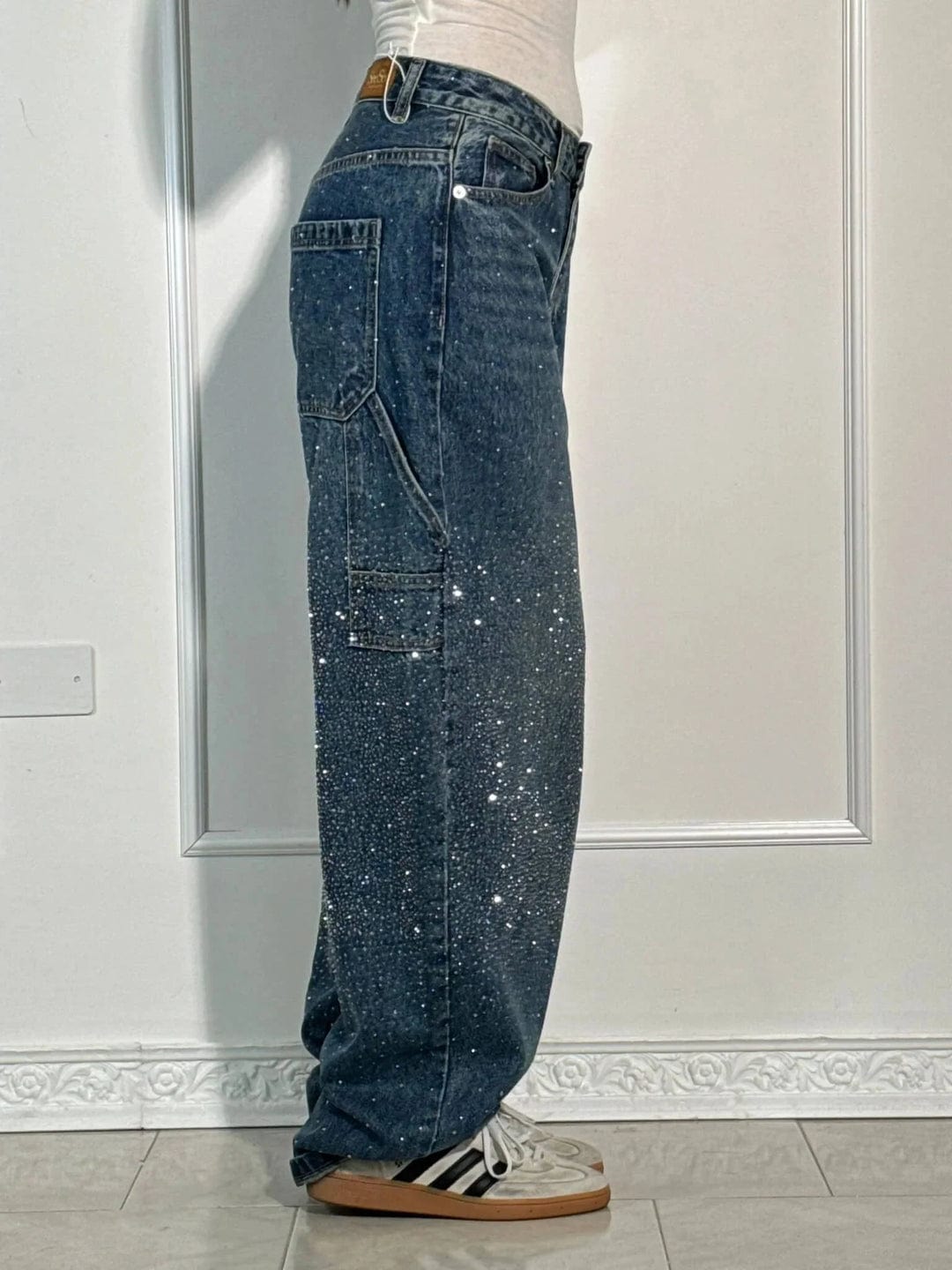 GlowFit™ | Wijde paillettenjeans