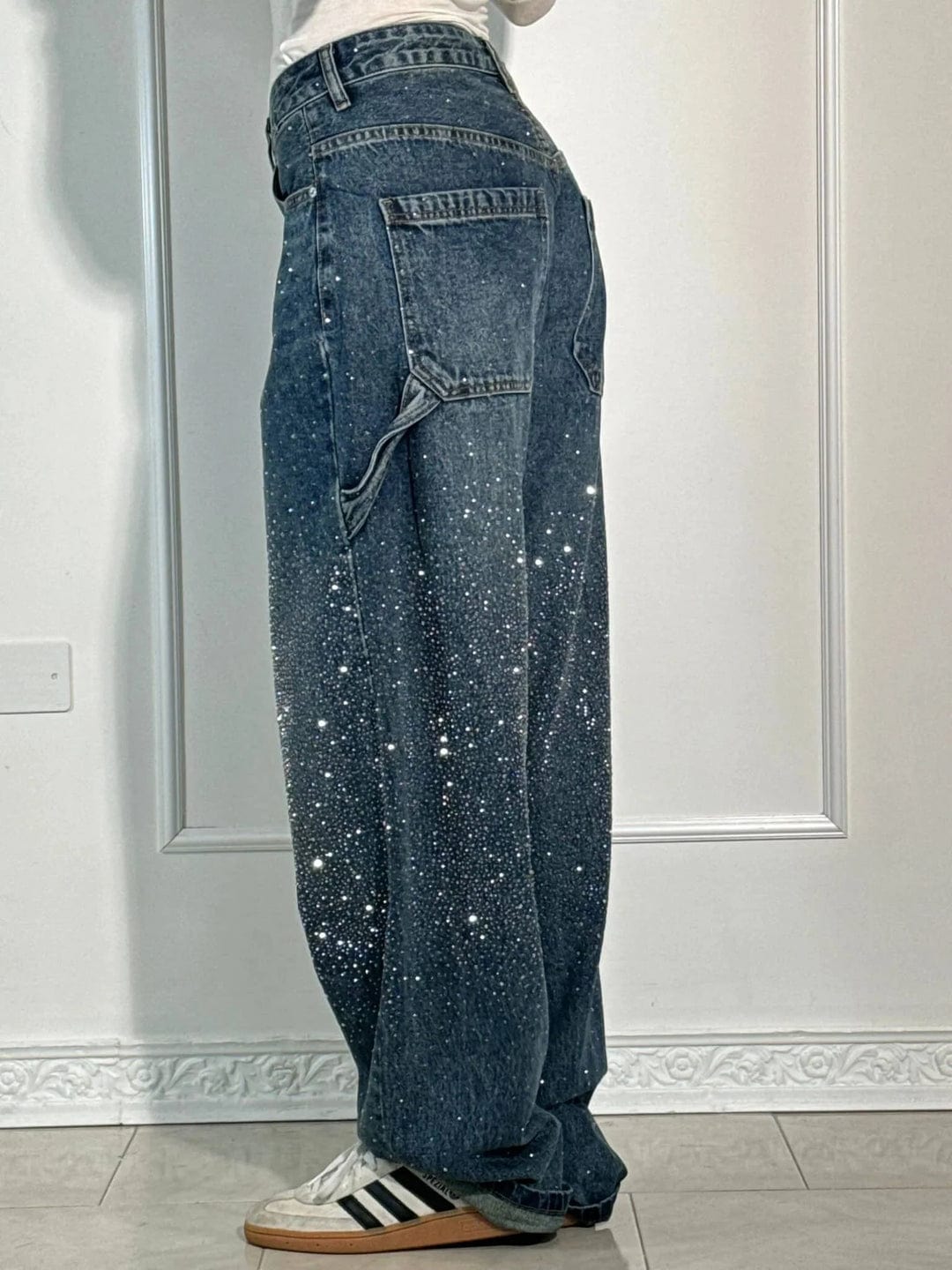 GlowFit™ | Wijde paillettenjeans