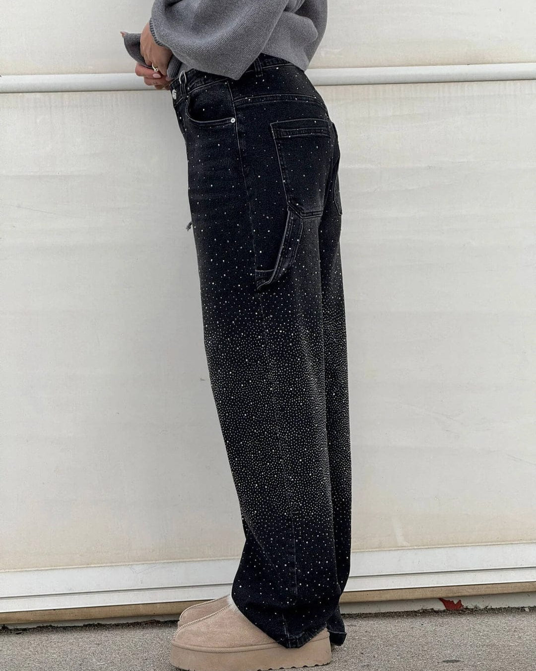 GlowFit™ | Wijde paillettenjeans