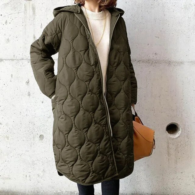 Priscilla™ | Lange gewatteerde parka met capuchon