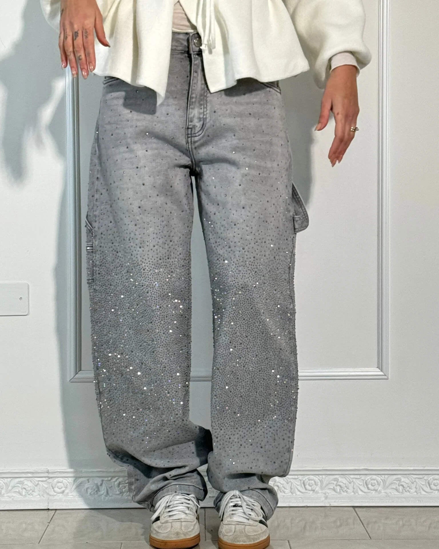 GlowFit™ | Wijde paillettenjeans