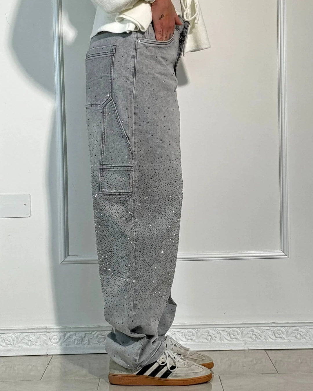 GlowFit™ | Wijde paillettenjeans