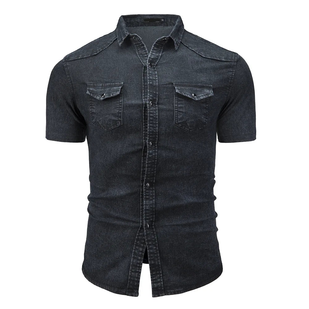 Van Der Waal™ | Korte Mouw Denim Overhemd