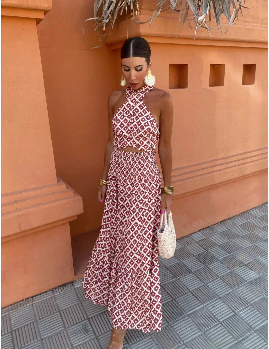 Mickay™ | Elegante geplooide midi-jurk met off-shoulder