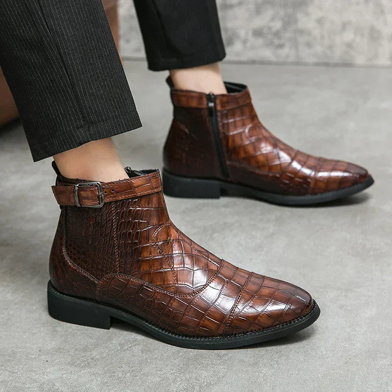 Stavik™ | Leren gespschoenen enkellaarsjes