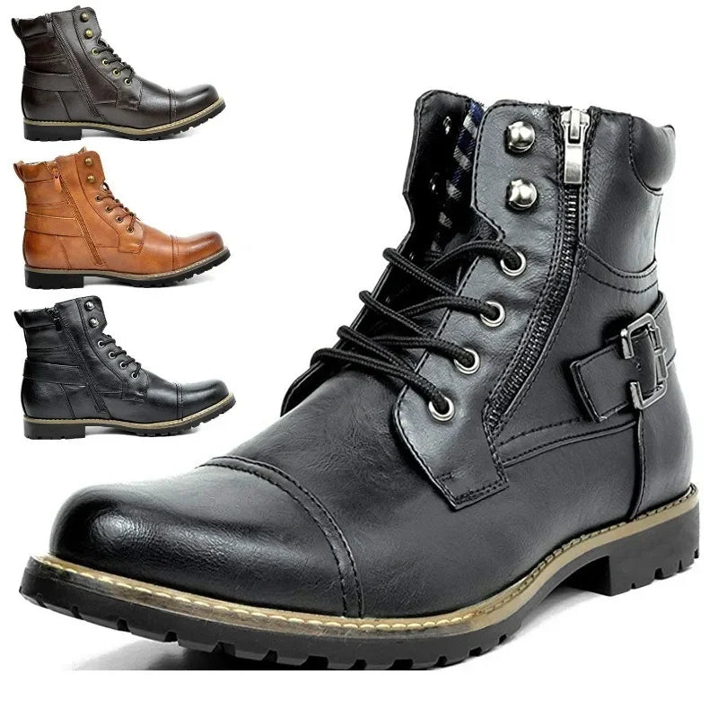 Rynor™ | Leren veterschoenen enkelboots