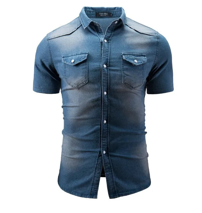 Van Der Waal™ | Korte Mouw Denim Overhemd