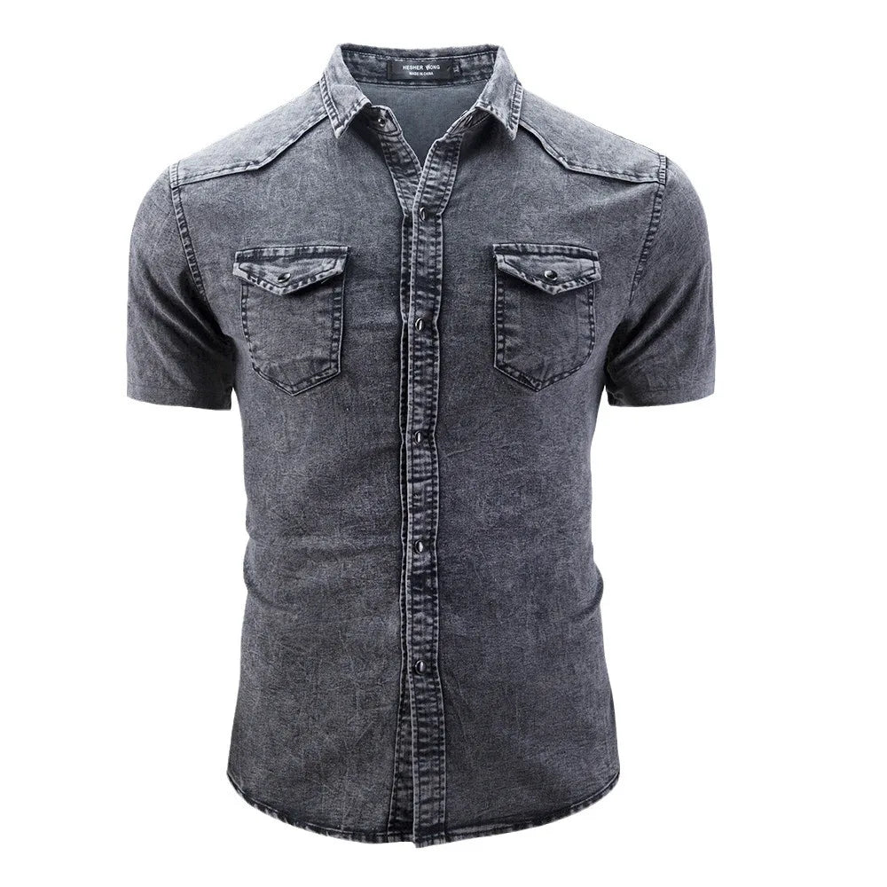 Van Der Waal™ | Korte Mouw Denim Overhemd