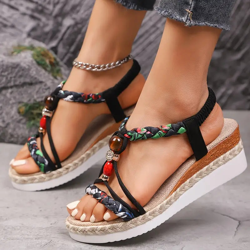 Solea™ | Boho sandalen met ergonomische sleehak
