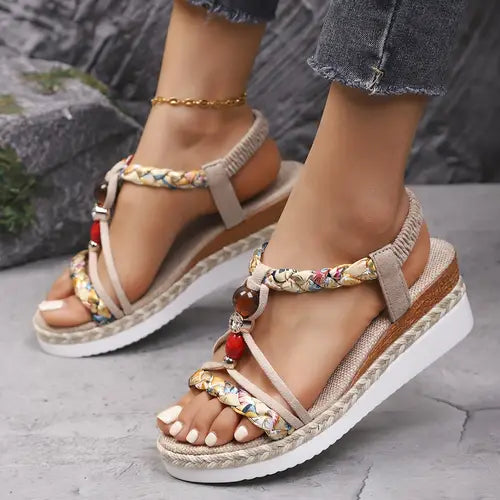 Solea™ | Boho sandalen met ergonomische sleehak