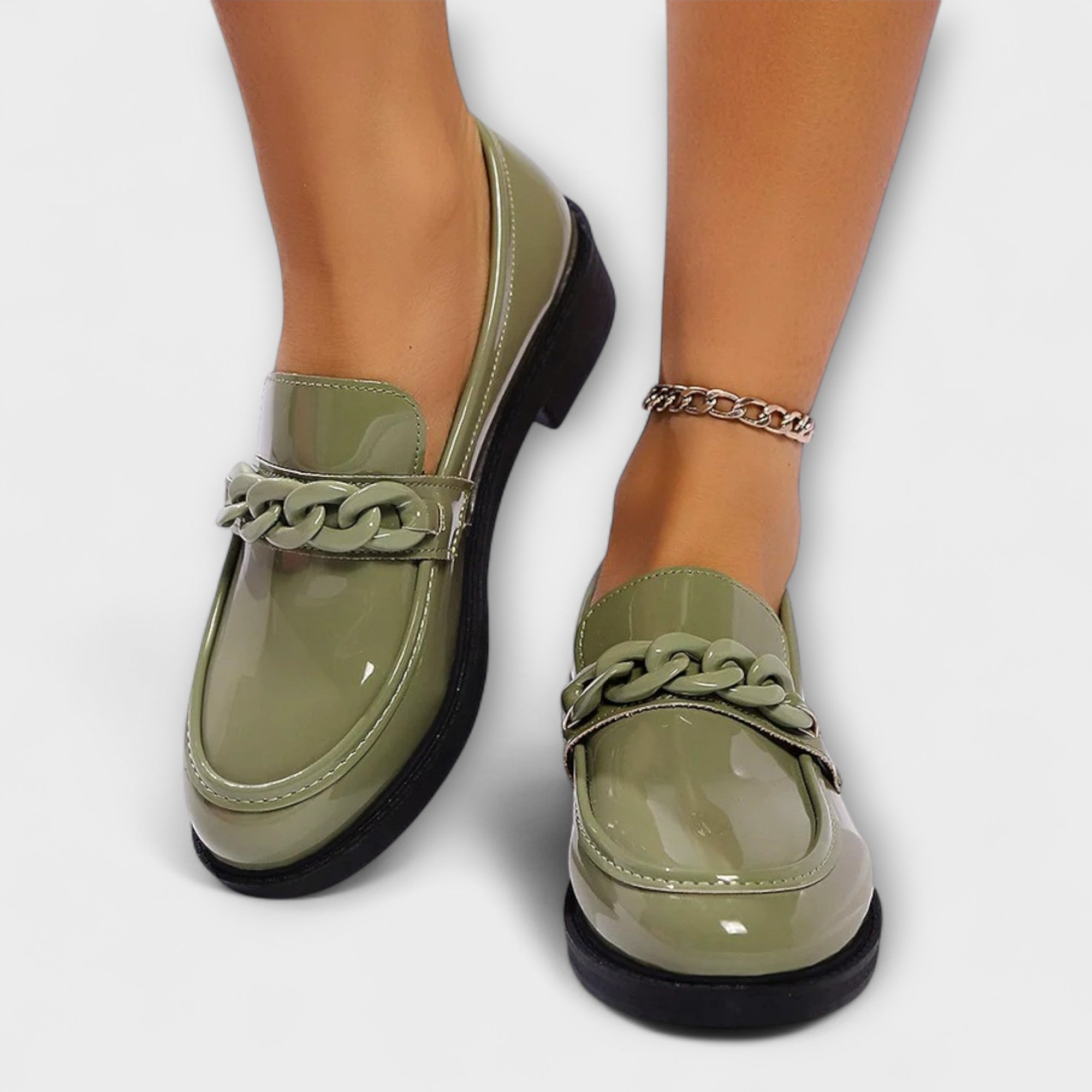 Van Der Waal™ | Glanzende ketting mocassins
