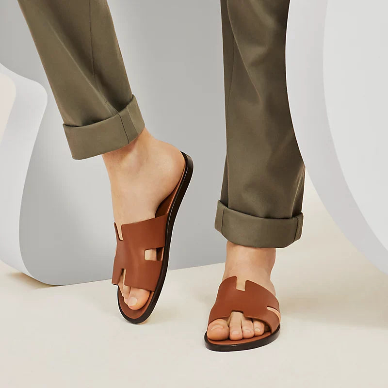Elara™ | Minimalistische leren sandalen met suède voetbed