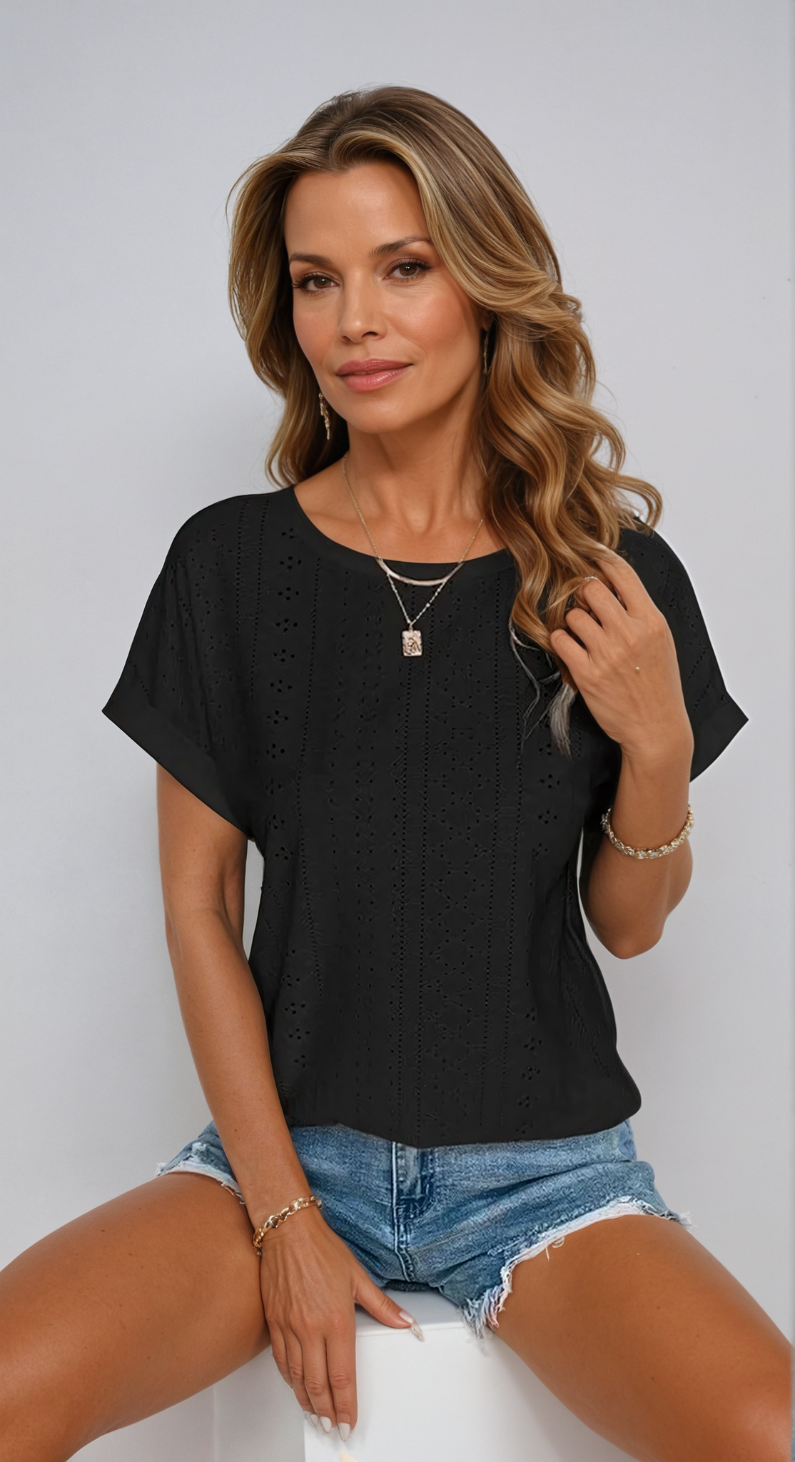 Yeliane™ | Katoenen Top met Borduursel