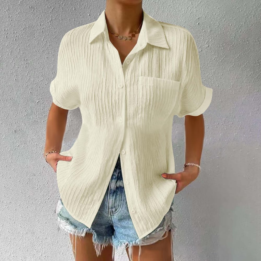 Sivelle™ | Relaxed Knoopblouse met Textuur