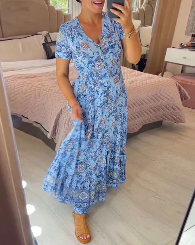 Sofia™ | Jurk met V-hals en bloemenprint