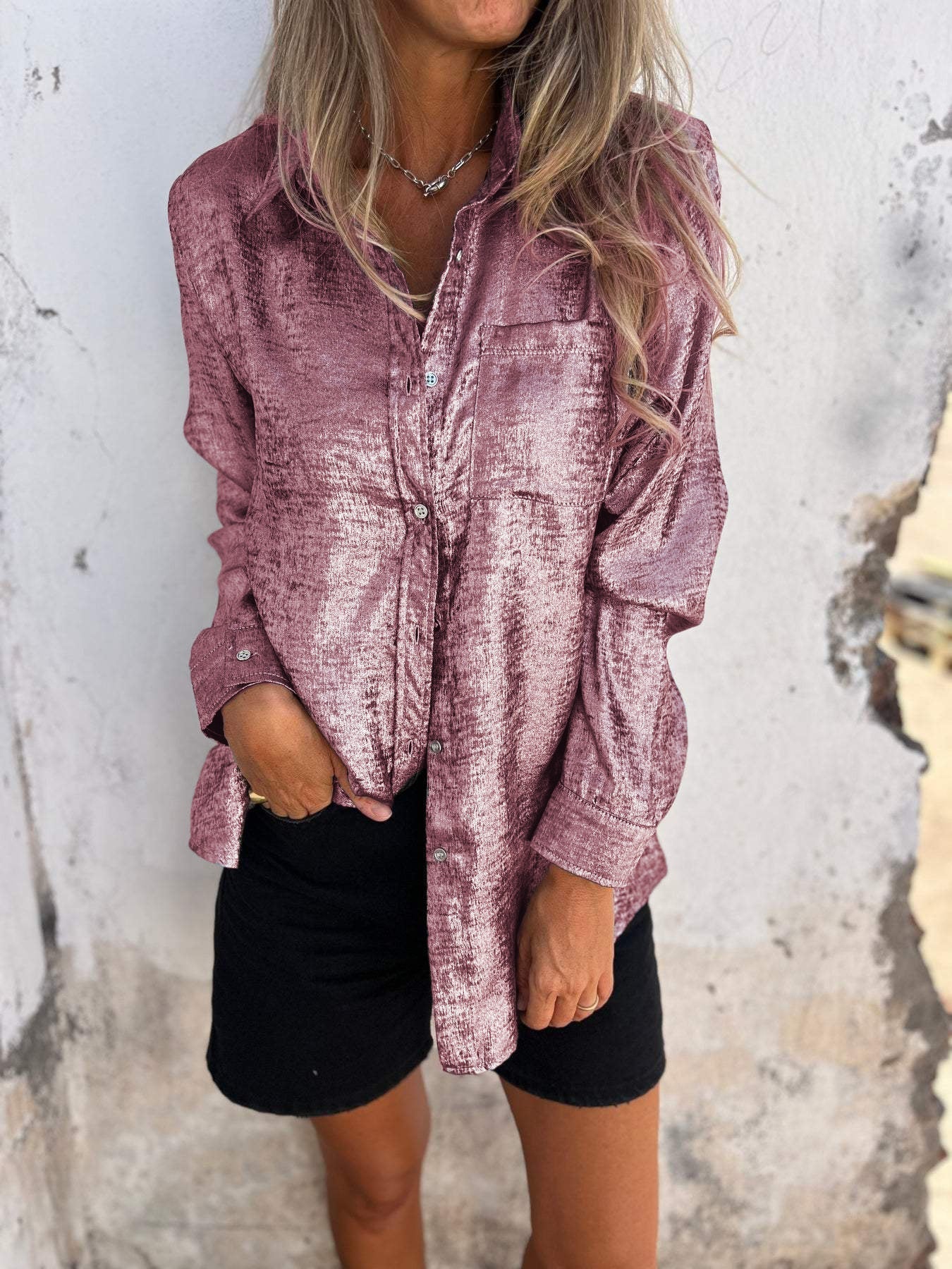 Rhaelle™ | Glanzende Chic Blouse met Knopen