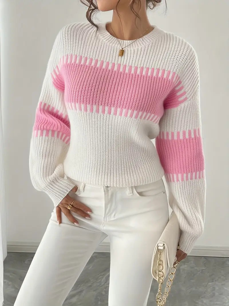 Althea™ | Chique Colorblock Gestreepte Gebreide Trui