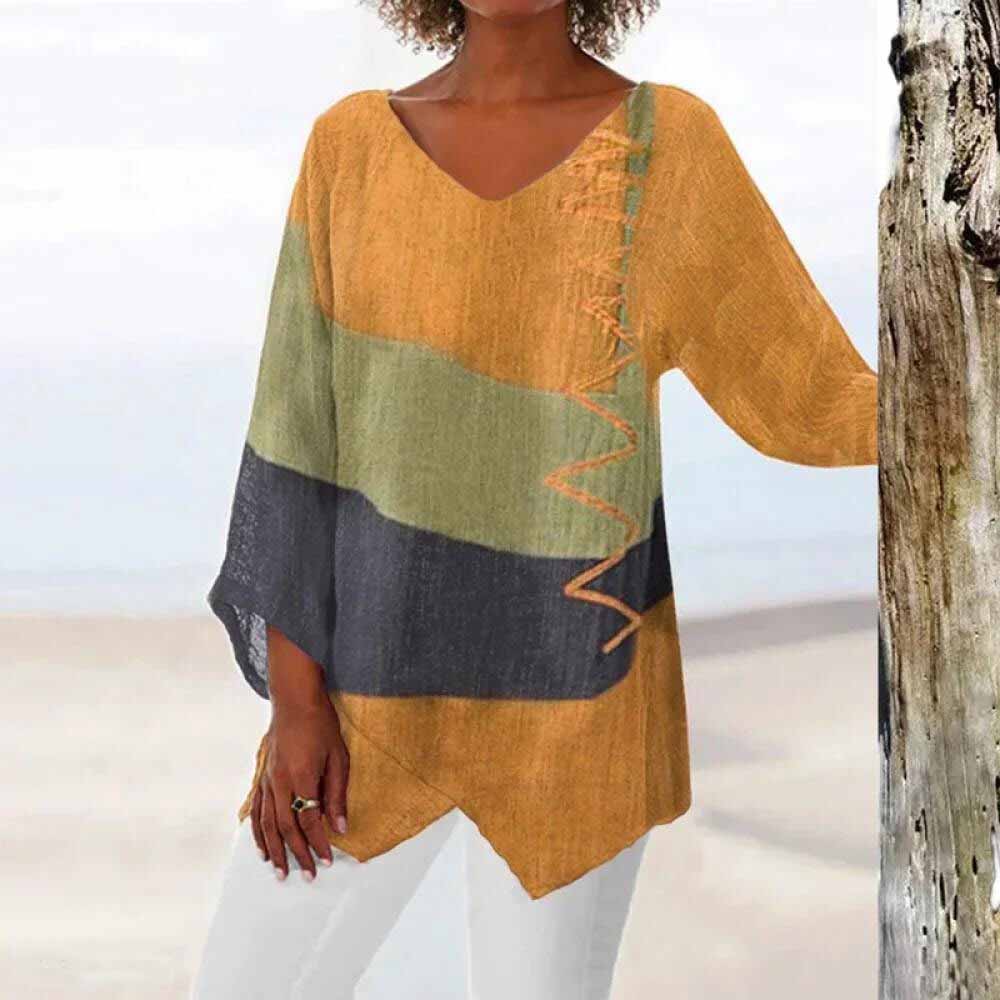 Zanika™ | Buikbedekkende Colorblock Blouse