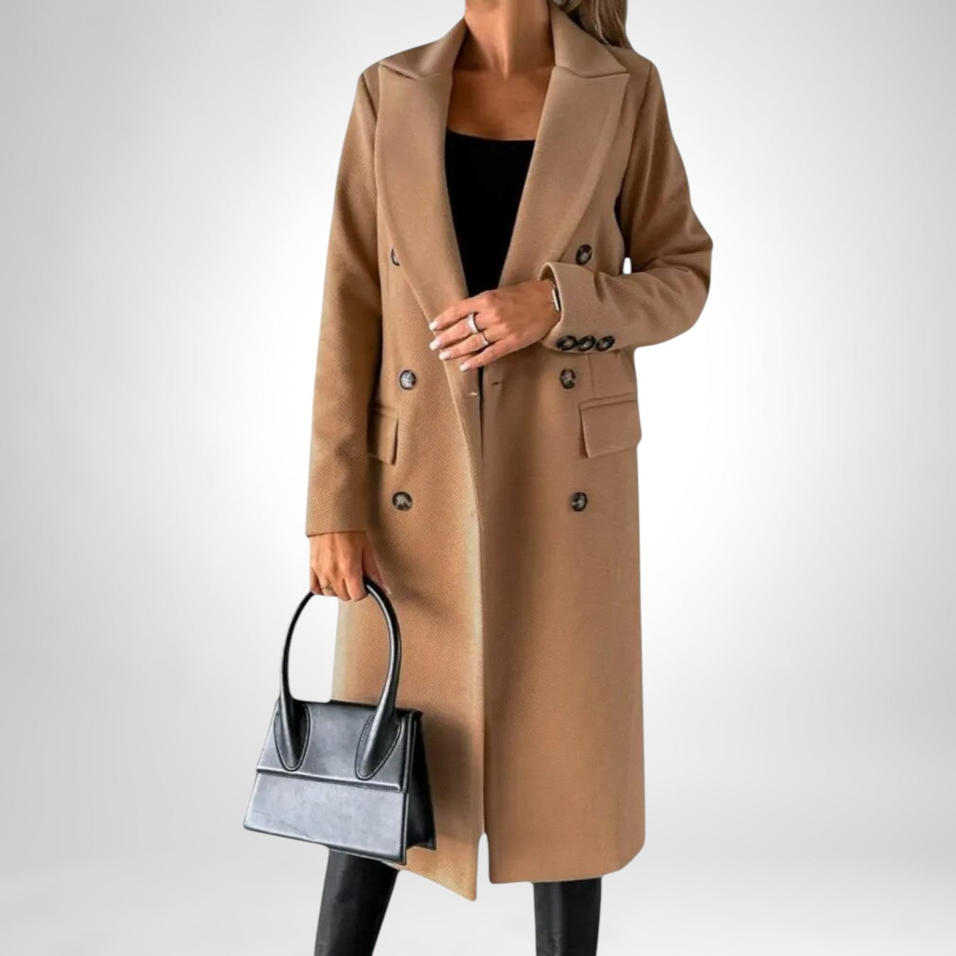 Milyn™ | Lange dubbelgeknoopte jas