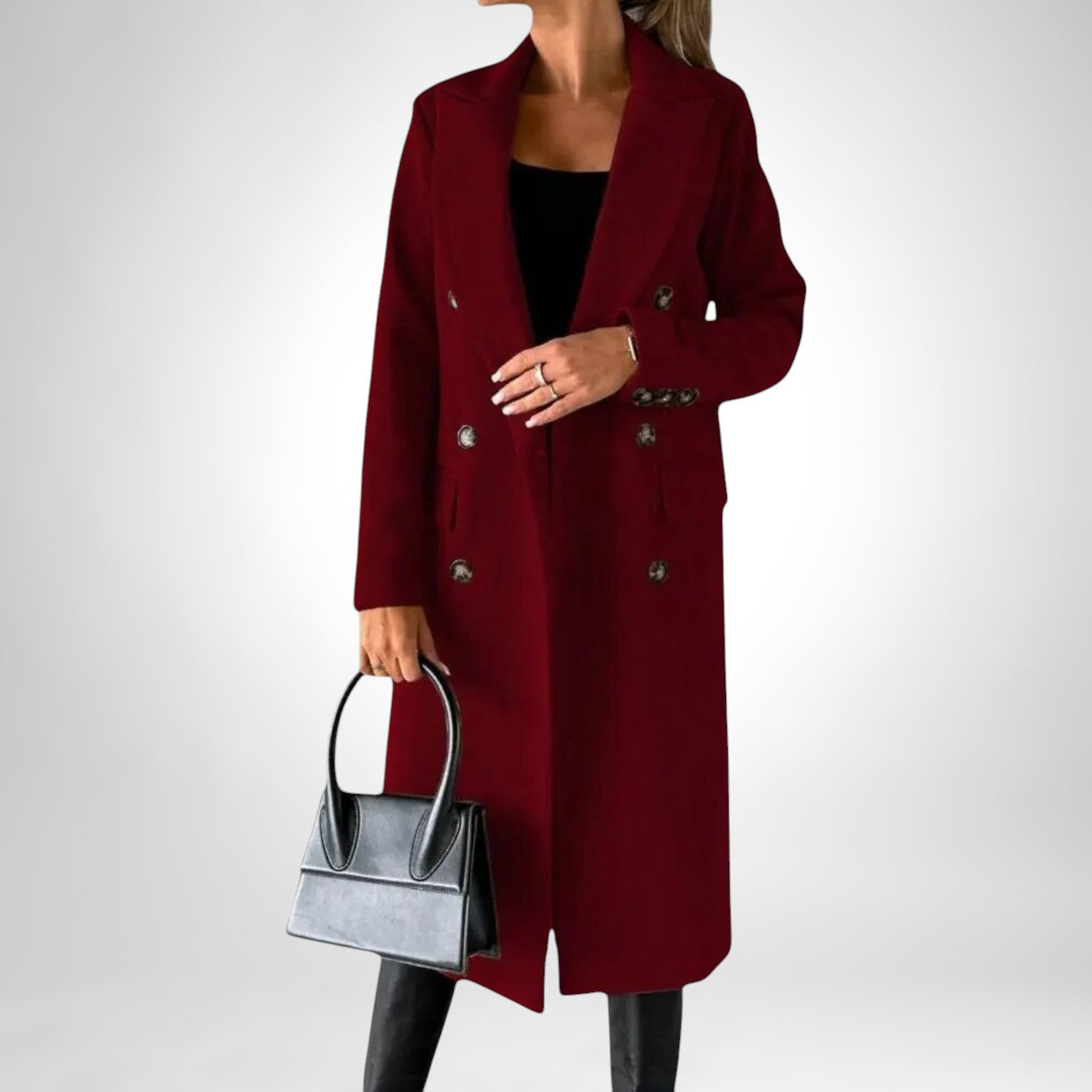 Milyn™ | Lange dubbelgeknoopte jas