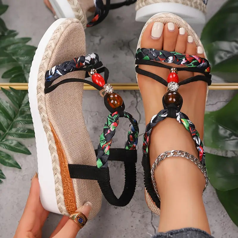 Solea™ | Boho sandalen met ergonomische sleehak