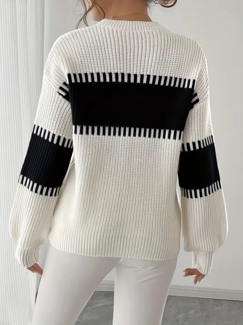 Althea™ | Chique Colorblock Gestreepte Gebreide Trui