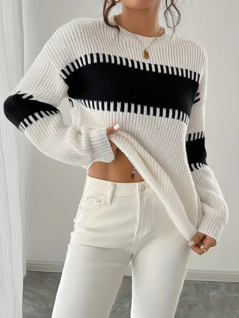 Althea™ | Chique Colorblock Gestreepte Gebreide Trui