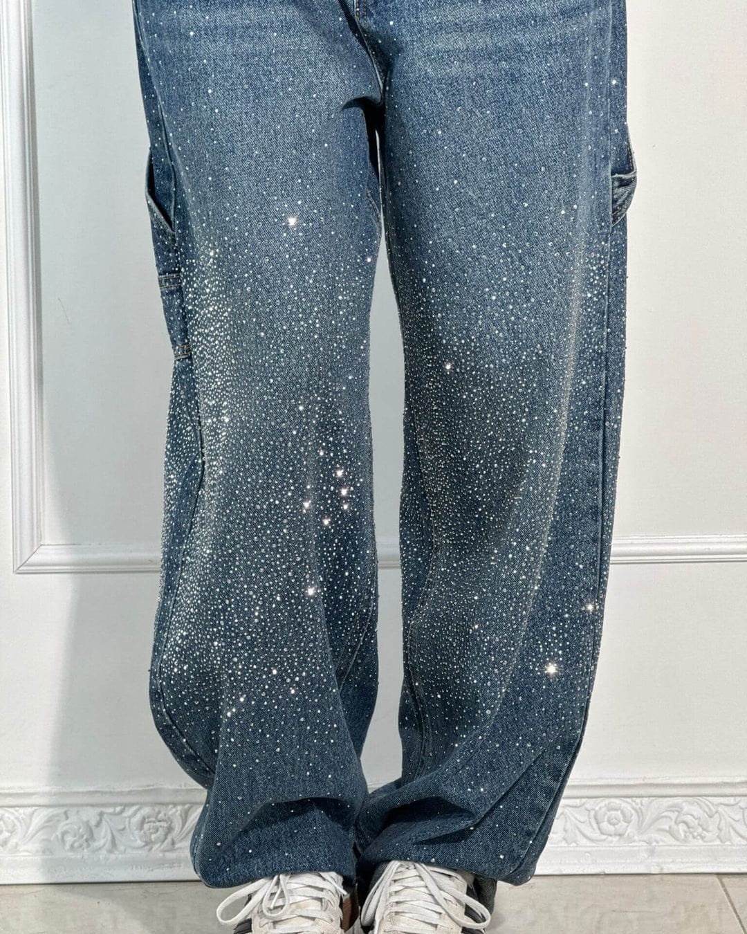 GlowFit™ | Wijde paillettenjeans