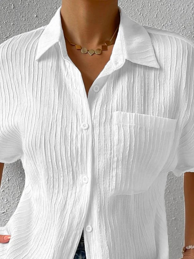 Sivelle™ | Relaxed Knoopblouse met Textuur
