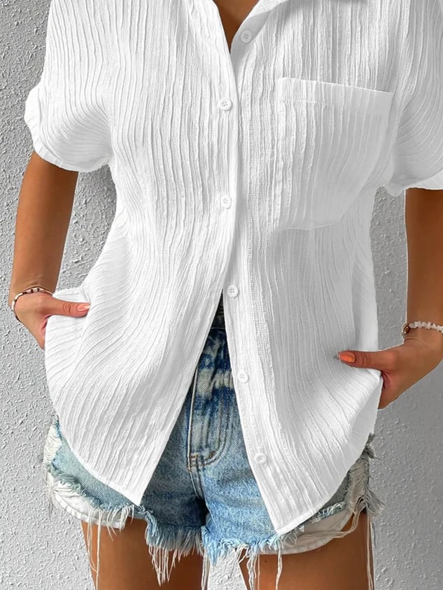Sivelle™ | Relaxed Knoopblouse met Textuur