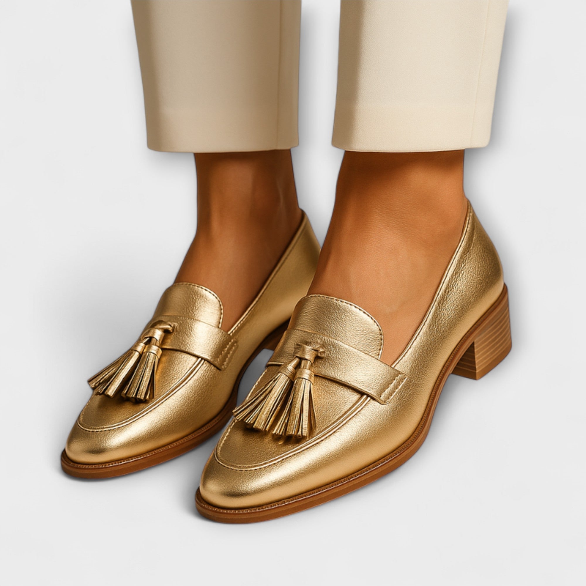 Van Der Waal™ | Gouden Mocassins met Franje