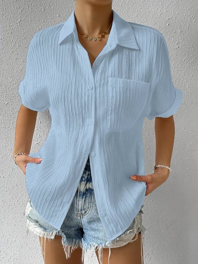 Sivelle™ | Relaxed Knoopblouse met Textuur