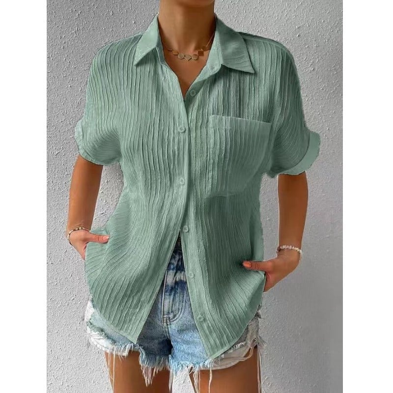 Sivelle™ | Relaxed Knoopblouse met Textuur