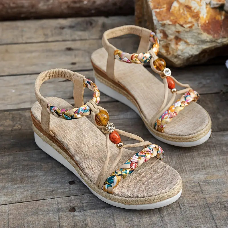 Solea™ | Boho sandalen met ergonomische sleehak