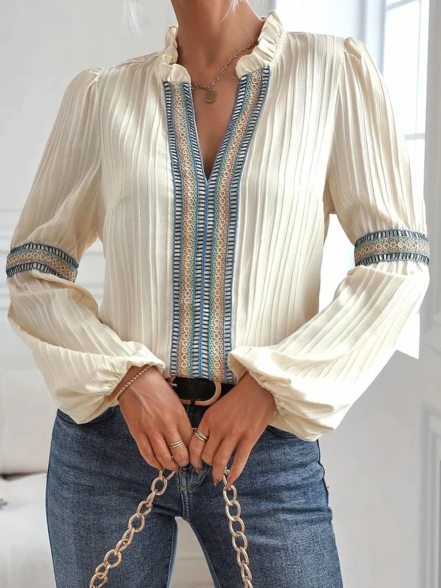 Cérisea™ | Tijdloze Blouse met Elegante V-Hals