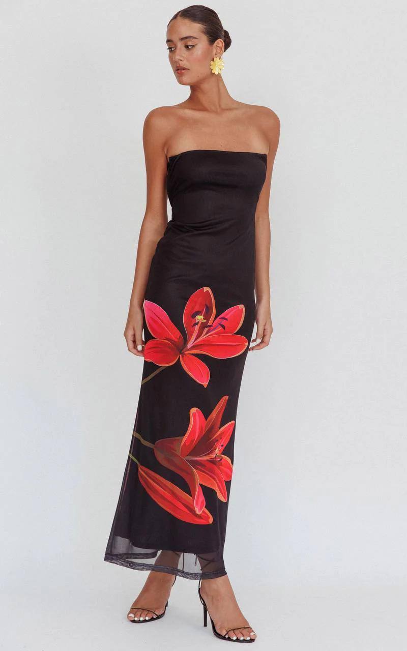 Eva™ | Strapless bloemenjurkje
