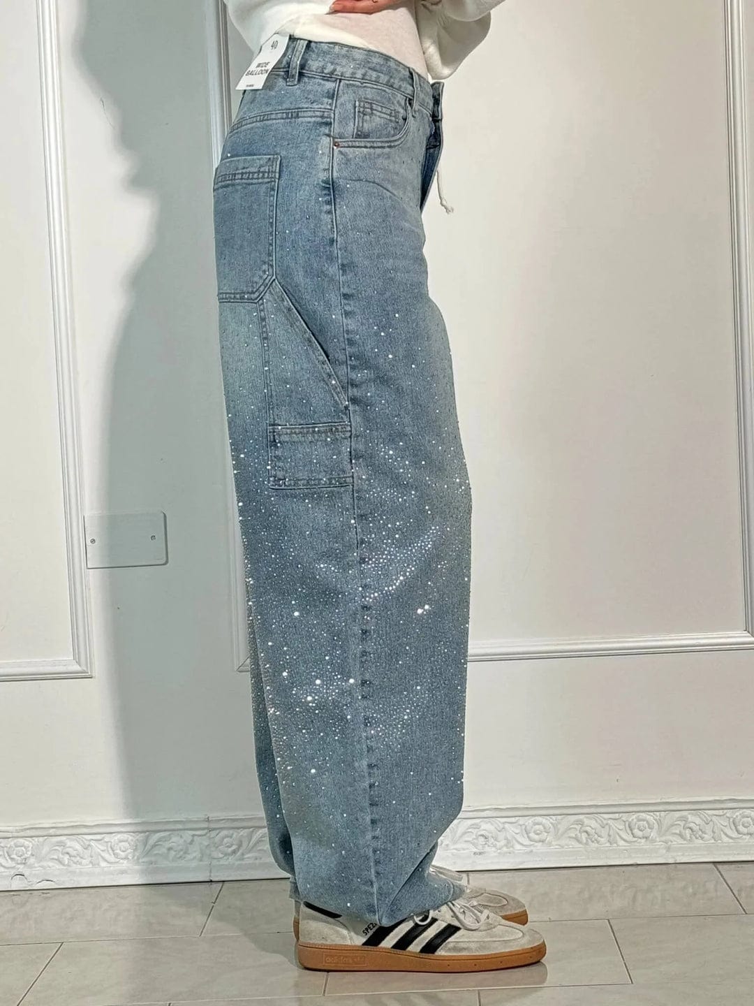 GlowFit™ | Wijde paillettenjeans