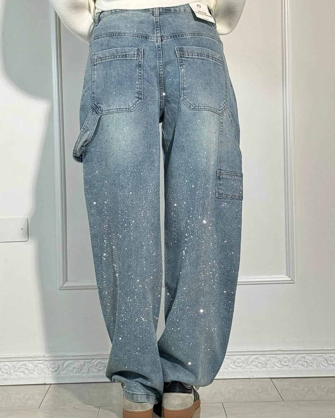 GlowFit™ | Wijde paillettenjeans
