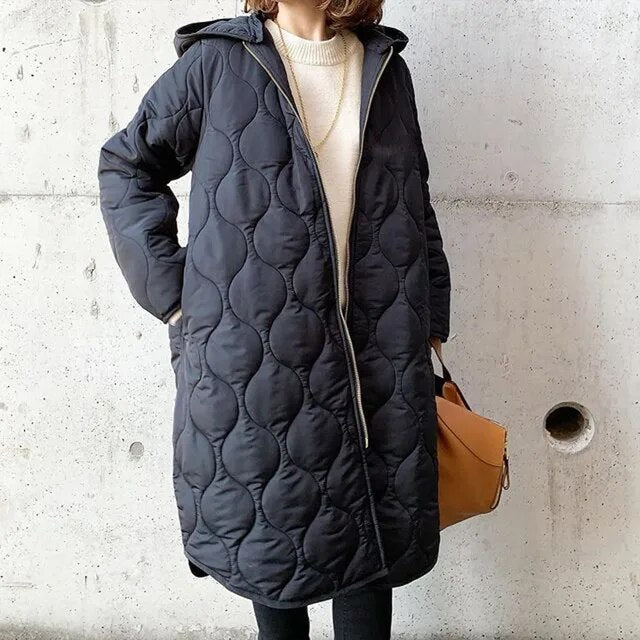 Priscilla™ | Lange gewatteerde parka met capuchon