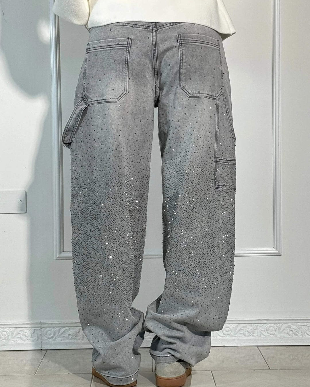 GlowFit™ | Wijde paillettenjeans