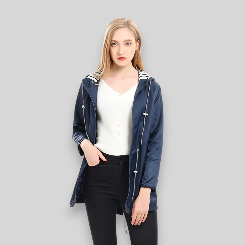 Kessy™ | Regenjas met gestreepte voering en capuchon