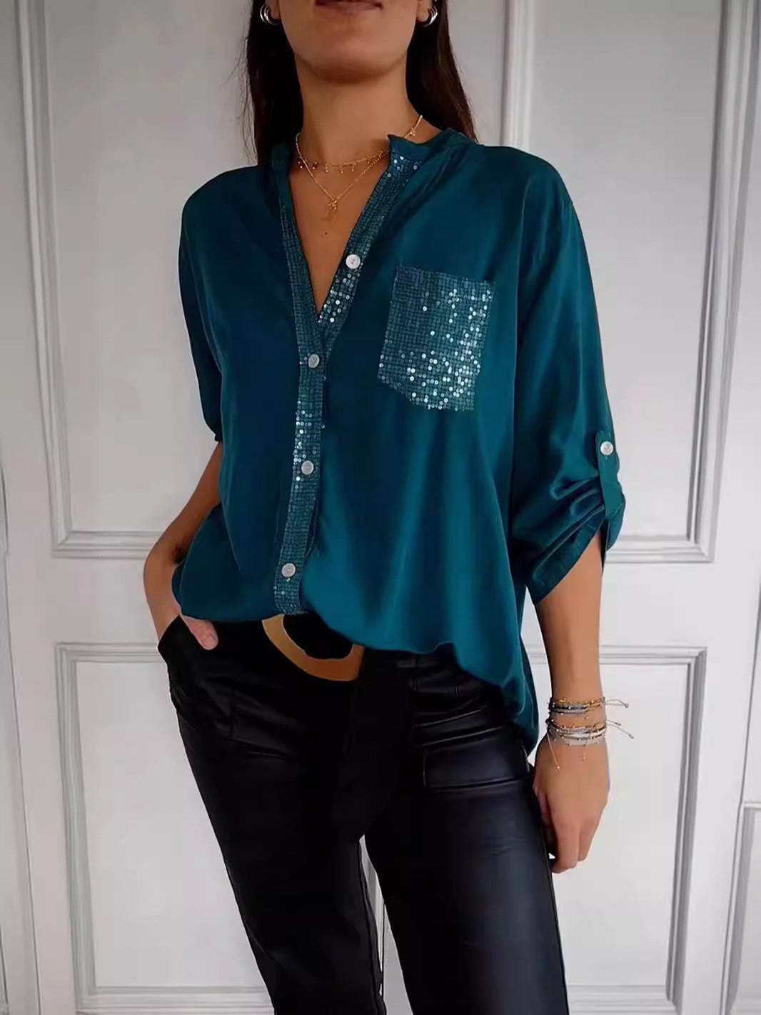 Solenne™ | Glamour top met pailletten