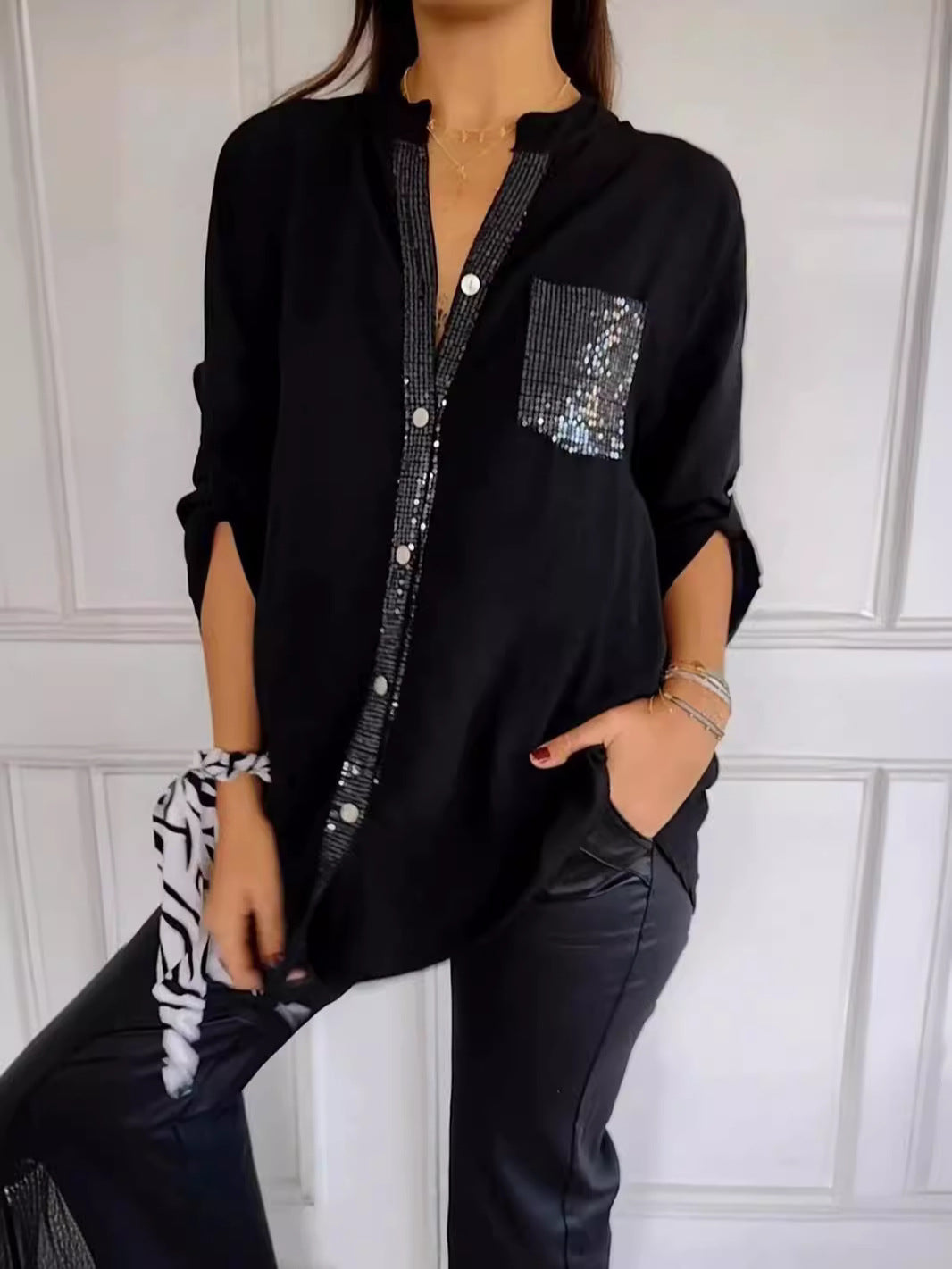 Solenne™ | Glamour top met pailletten