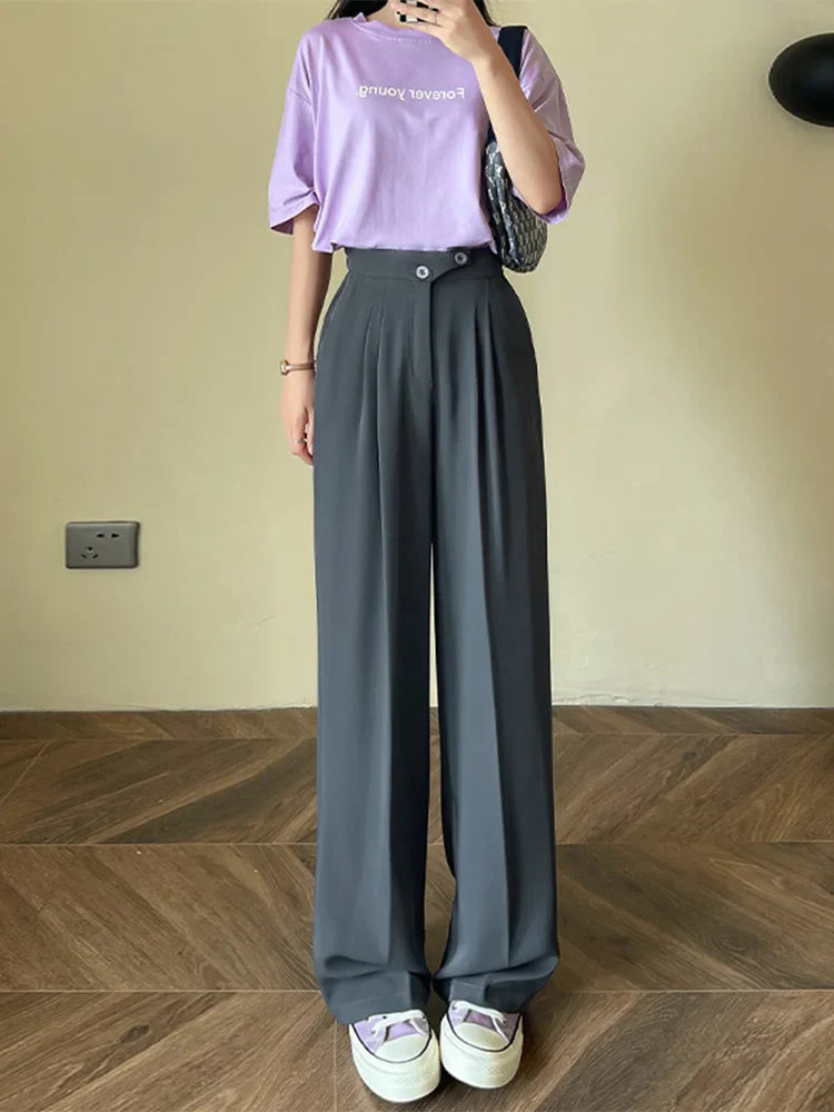 Pauline™ | Wijde linnen broek