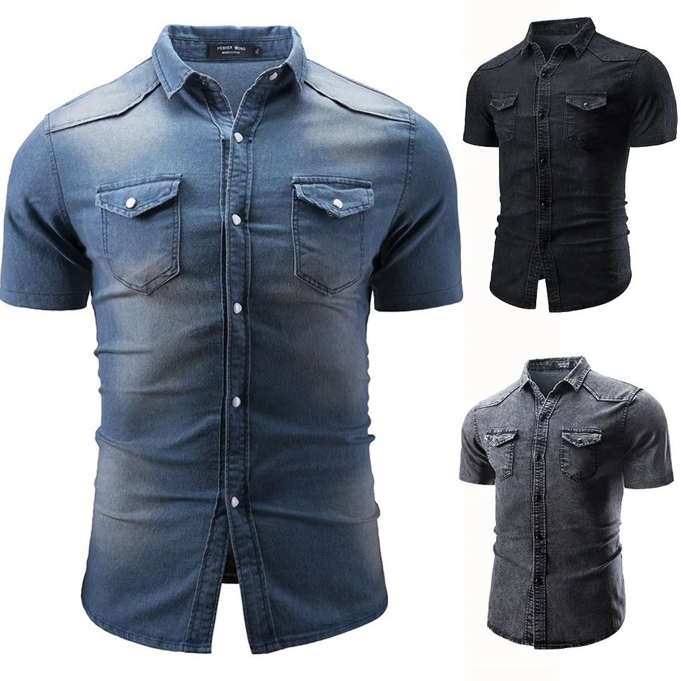 Van Der Waal™ | Korte Mouw Denim Overhemd