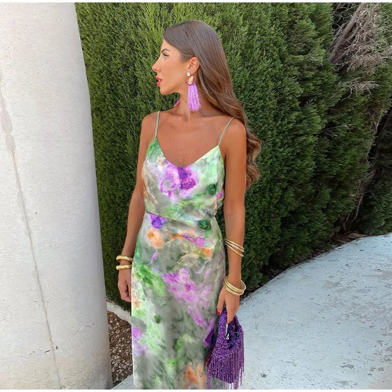 Anisten™ | Stijlvolle maxi-jurk met halo-dyeprint