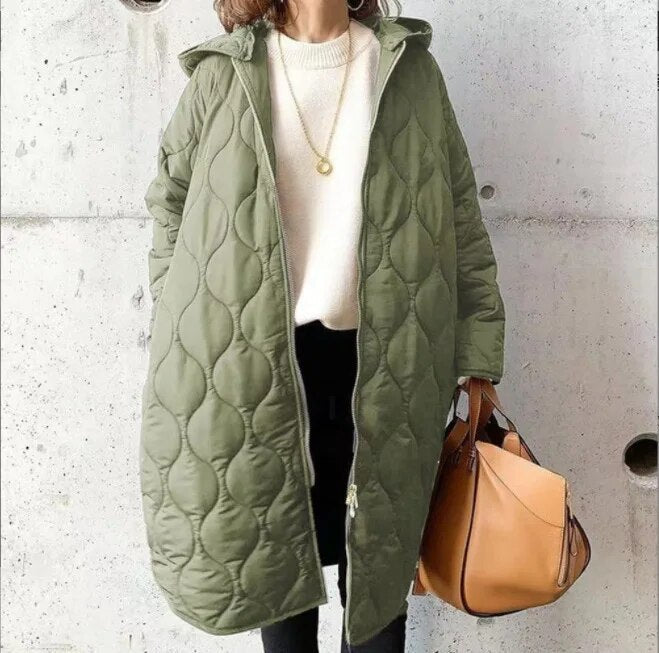 Priscilla™ | Lange gewatteerde parka met capuchon